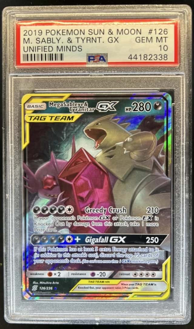 2019 Pokemon SM Unified Minds Mega Sableye Tyranitar Tag Team #126/236 PSA 10