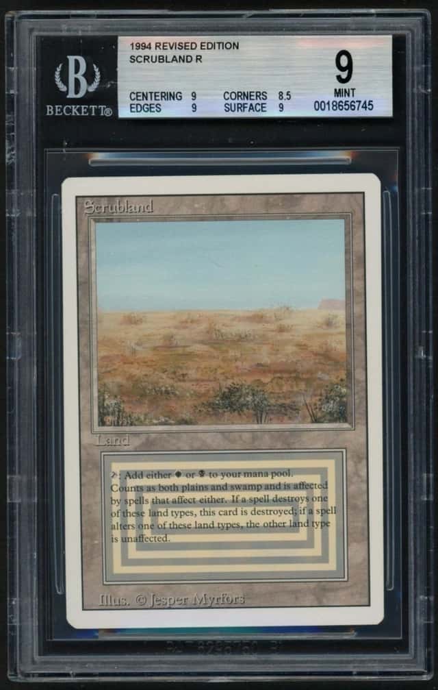 ***BGS 9 Scrubland*** MTG Revised Magic Kid Icarus