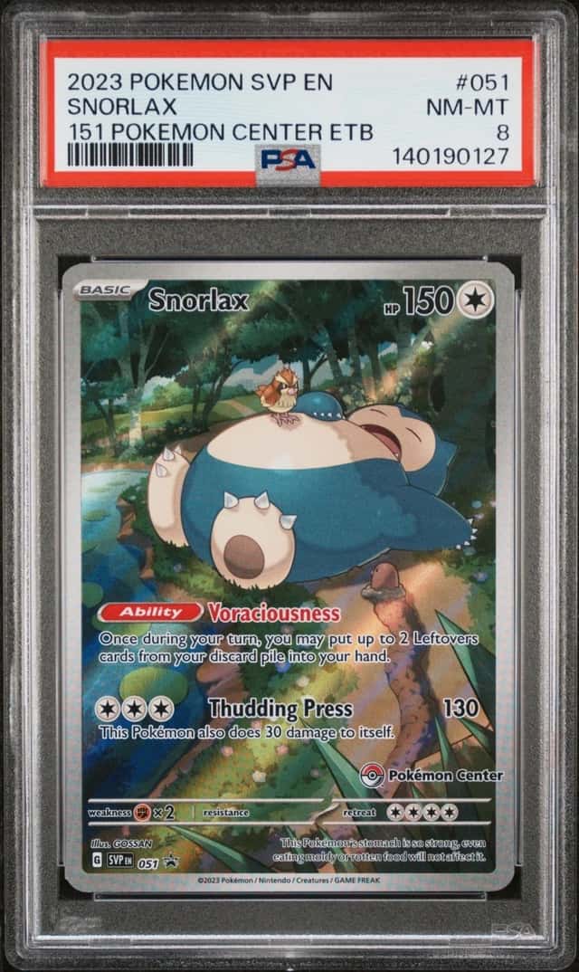 2023 POKEMON 151 POKEMON CENTER ELITE TRAINER BOX SNORLAX PSA 8