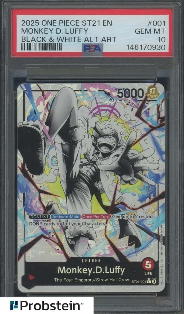 2025 One Piece Black & White Alt Art #001 Monkey D Luffy PSA 10 GEM MINT