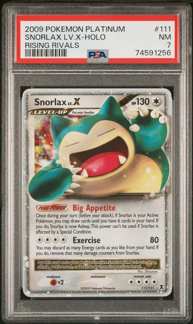 Pokémon Snorlax Lv.X Lv X 111/111 Rising Rivals Holo PSA 7