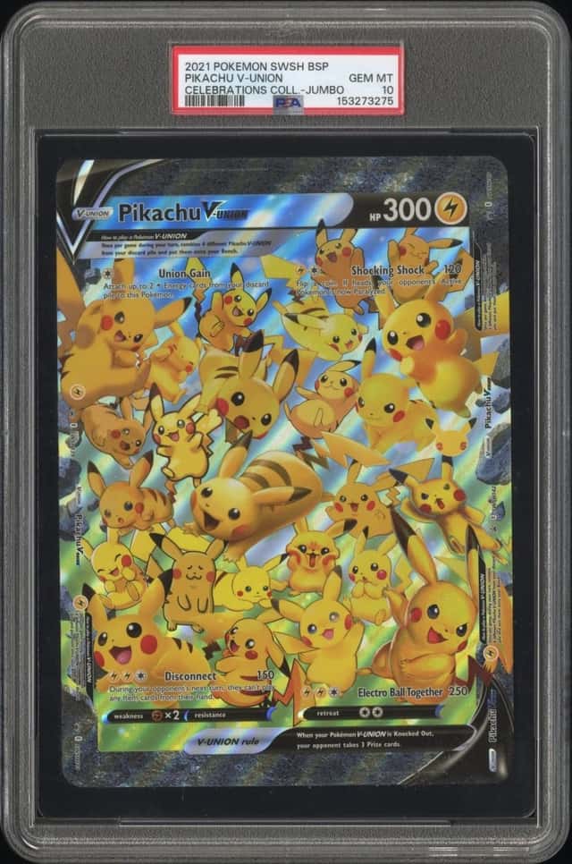 2021 POKEMON SWSH CELEBRATIONS COLLECTION-JUMBO PIKACHU V-UNION PSA 10