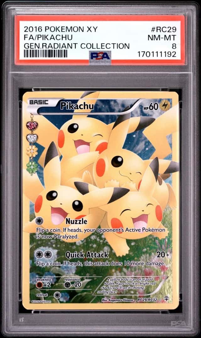 2016 POKEMON XY GENERATIONS RADIANT COLLECTION #RC29 FULL ART/PIKACHU PSA 8