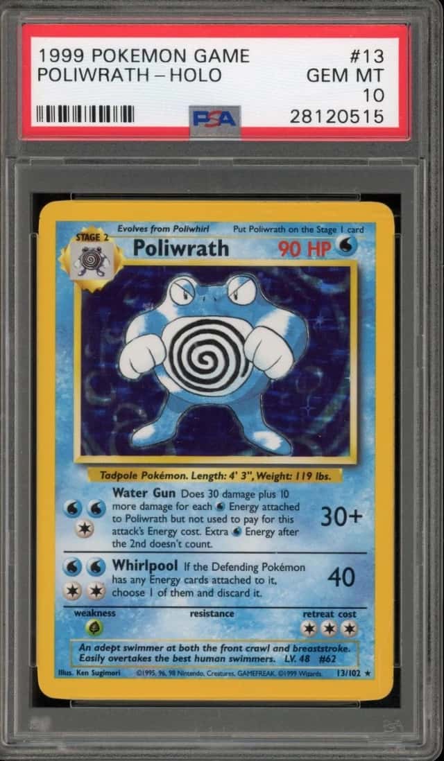 Pokemon Poliwrath Holo Base Set Unlimited 13/102 PSA 10 Gem Mint