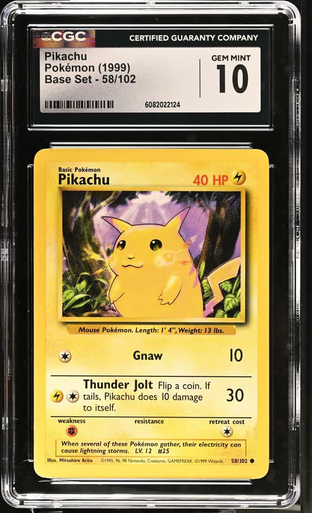 CGC 10 Pikachu 58/102 Base Set Pokemon 1999