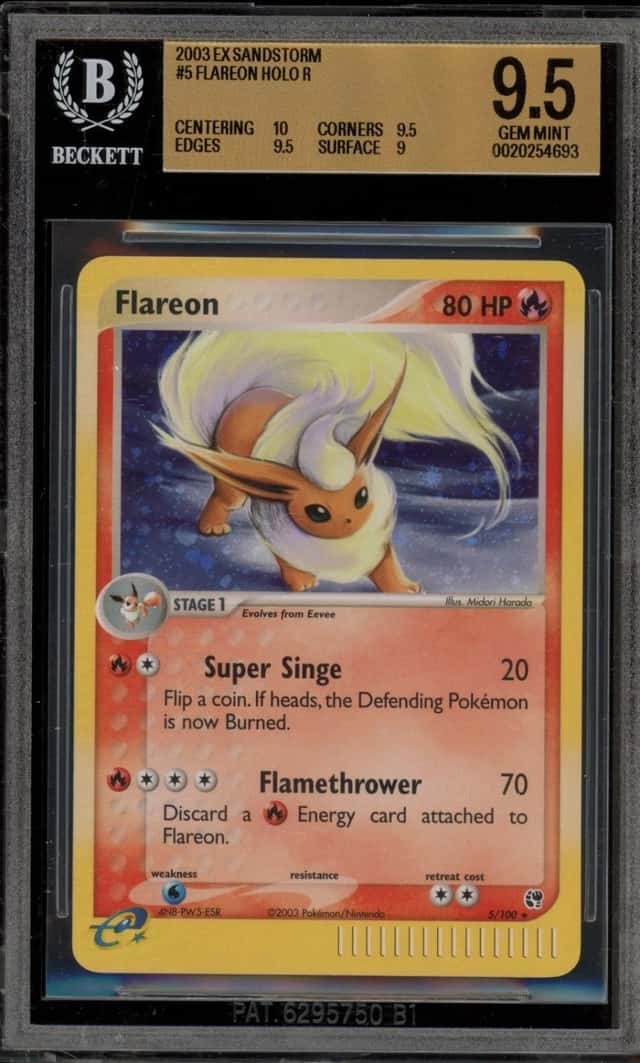 Pokemon Flareon Holo EX Sandstorm 5 BGS 9.5