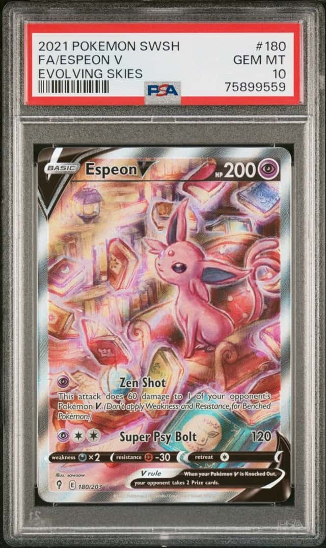 Pokemon Espeon V Evolving Skies Full Alt Art 180/203 PSA 10 Gem Mint