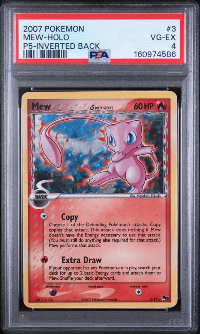 Nintendo Pokemon TCG 2007 POP Series 5 Mew Holo 3/17 PSA 4 Inverted Back