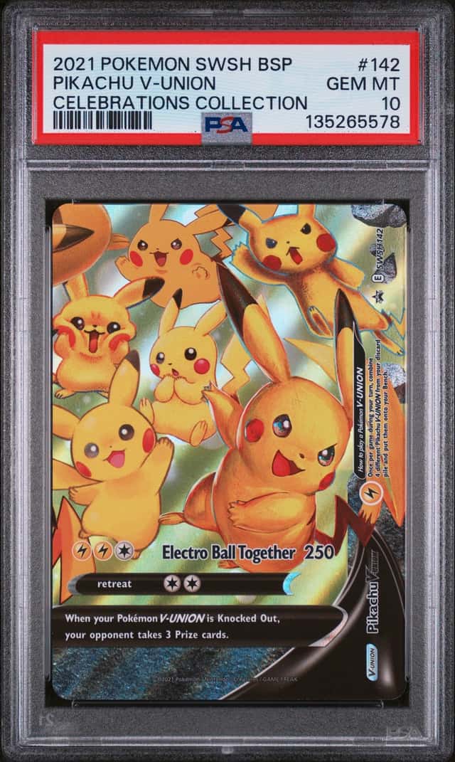 2021 POKEMON SWSH BLACK STAR PROMO #142 PIKACHU V-UNION PSA 10