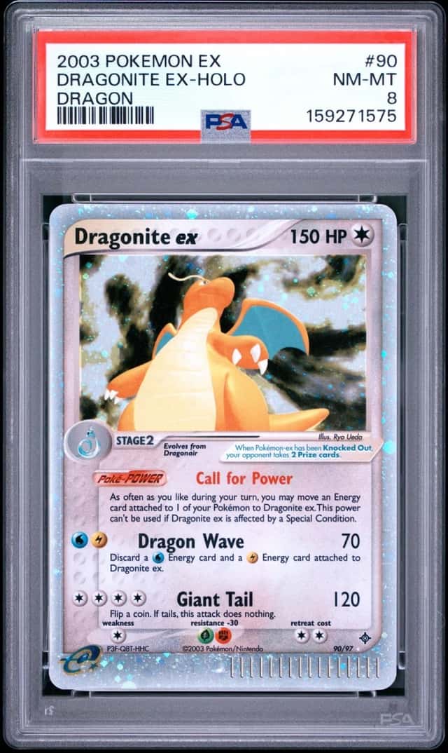 2003 POKEMON EX DRAGON #90 DRAGONITE EX-HOLO PSA 8