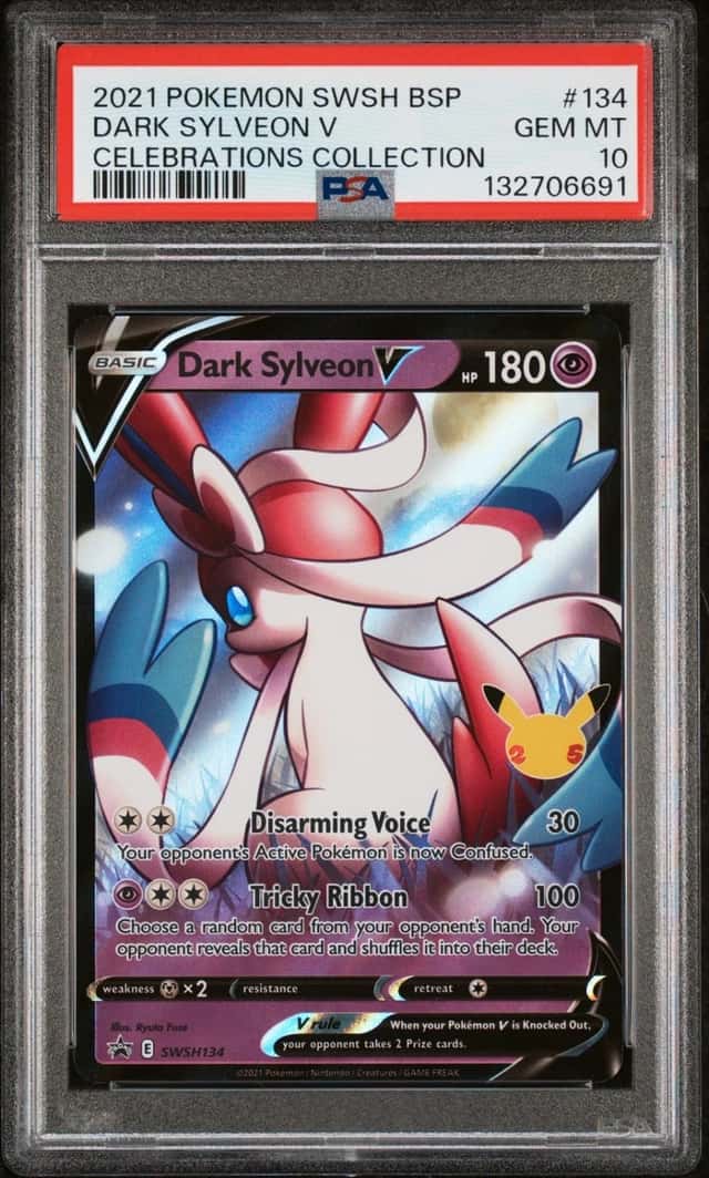 2021 POKEMON SWSH BLACK STAR PROMO CELEBRATIONS COLLECTION DARK SYLVEON V PSA 10