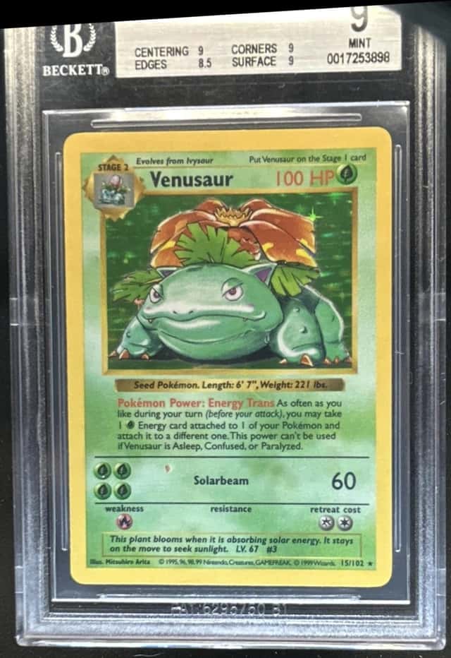1999 Pokemon Shadowless Venusaur Holo #15/102 BGS 9