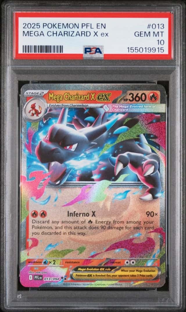2025 POKEMON PFL EN-PHANTASMAL FLAMES #013 MEGA CHARIZARD X EX PSA 10