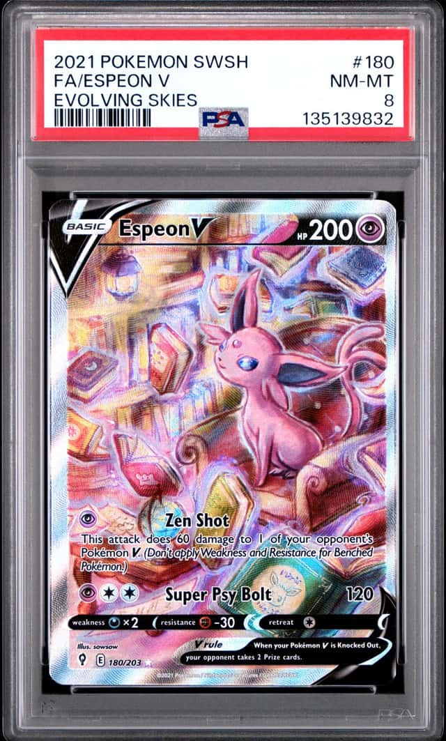 ESPEON V 2021 POKEMON EVOLVING SKIES 180/203 ULTRA RARE FULL ART PSA 8 A Q2419