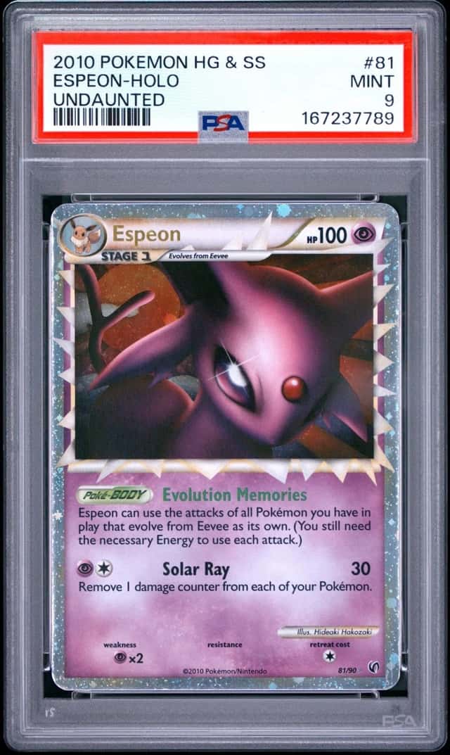 2010 POKEMON HEARTGOLD & SOULSILVER UNDAUNTED #81 ESPEON-HOLO PSA 9