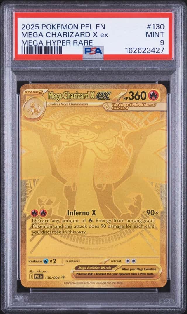 2025 POKEMON PFL EN-PHANTASMAL FLAMES MEGA HYPER RARE MEGA CHARIZARD X EX PSA 9