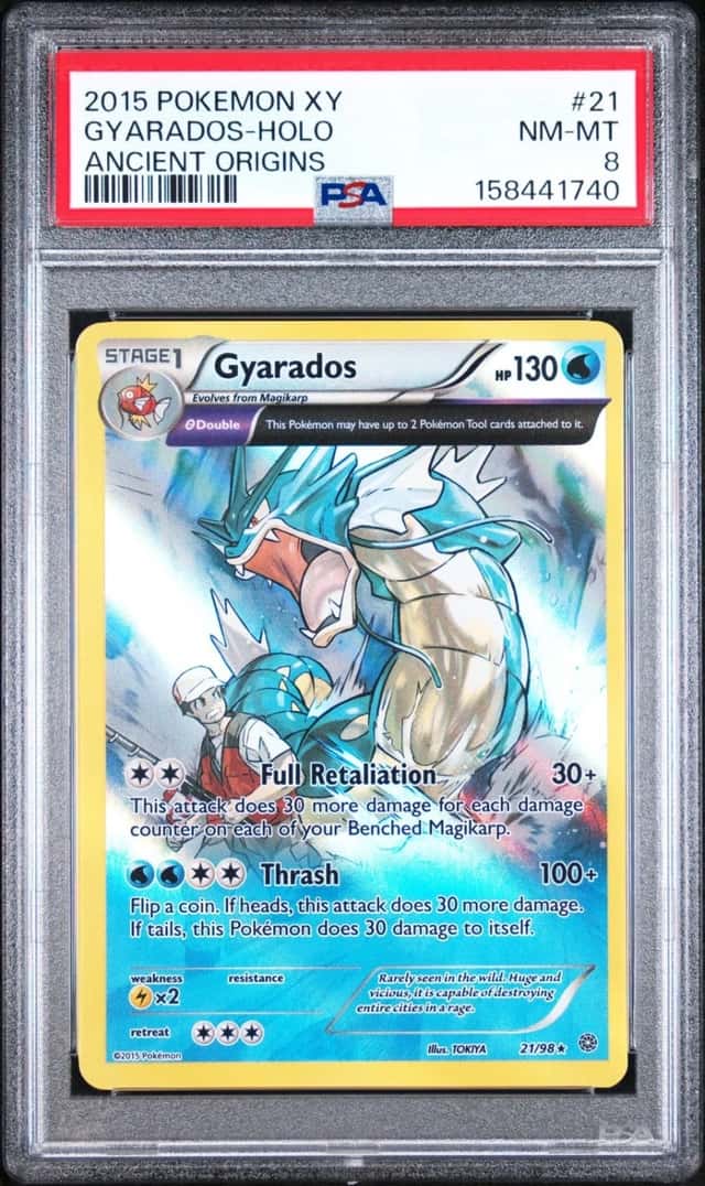 2015 POKEMON XY ANCIENT ORIGINS #21 GYARADOS-HOLO PSA 8