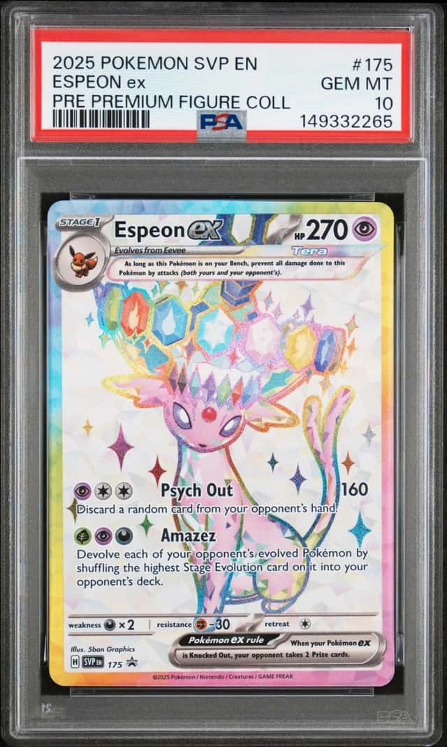 2025 POKEMON PRISMATIC EVOLUTIONS PREMIUM FIGURE COLLECTION ESPEON EX PSA 10