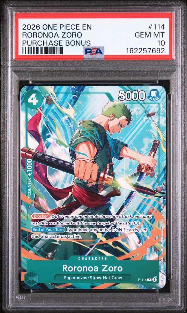 ONE PIECE RORONOA ZORO 2026 PROMOS #114 PURCHASE BONUS PSA 10
