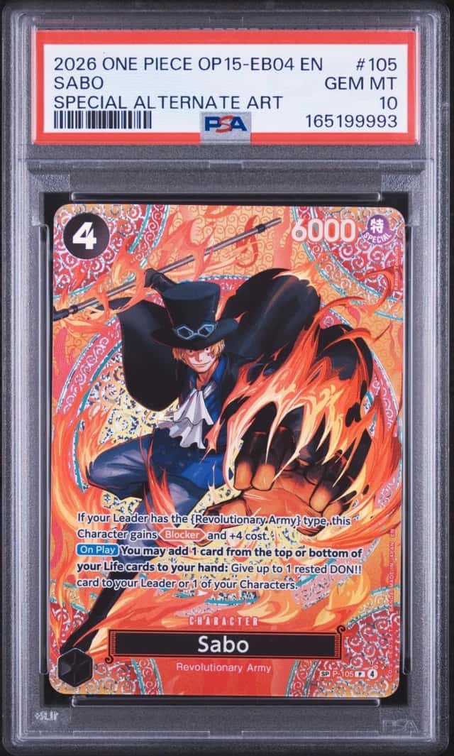 2026 ONE PIECE OP15-EB04-ADVENTURE ON KAMI'S ISLAND #105 SABO PSA 10