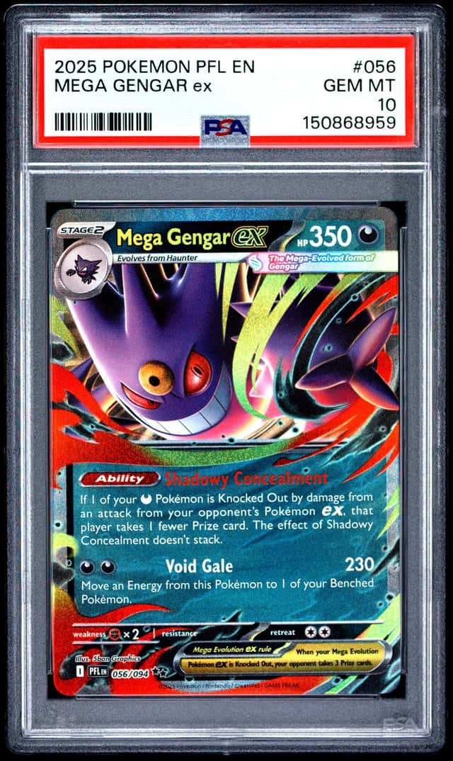 2025 POKEMON PFL EN-PHANTASMAL FLAMES #056 MEGA GENGAR EX PSA 10