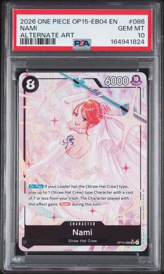 2026 ONE PIECE OP15-EB04-ADVENTURE ON KAMI'S ISLAND ALTERNATE ART NAMI PSA 10