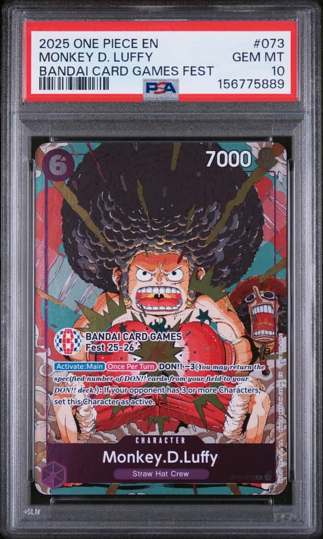 PSA 10 Monkey D Luffy BANDAI Card Games Fest 25-26 OP07-073 One Piece Promo AFRO