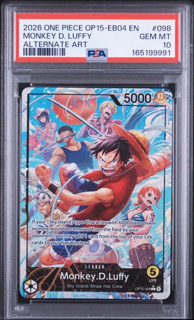 2026 ONE PIECE OP15-EB04-ADVENTURE ON KAMI'S ISLAND #098 MONKEY D. LUFFY PSA 10