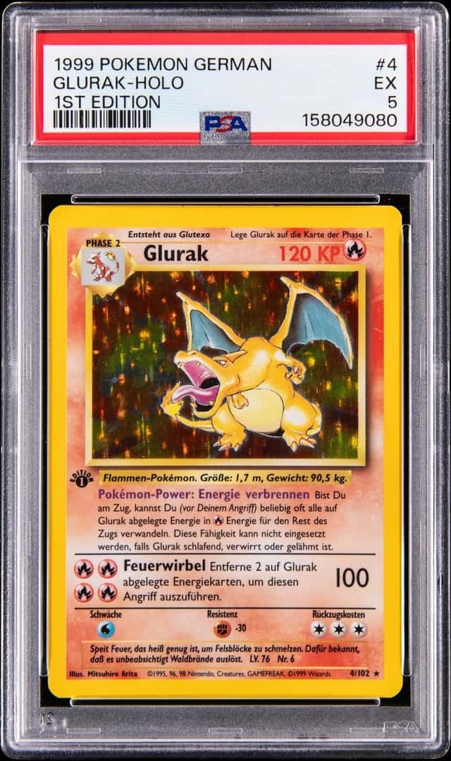 1999 Pokemon German 1st Edition Holo #4 Charizard Glurak - PSA EX 5