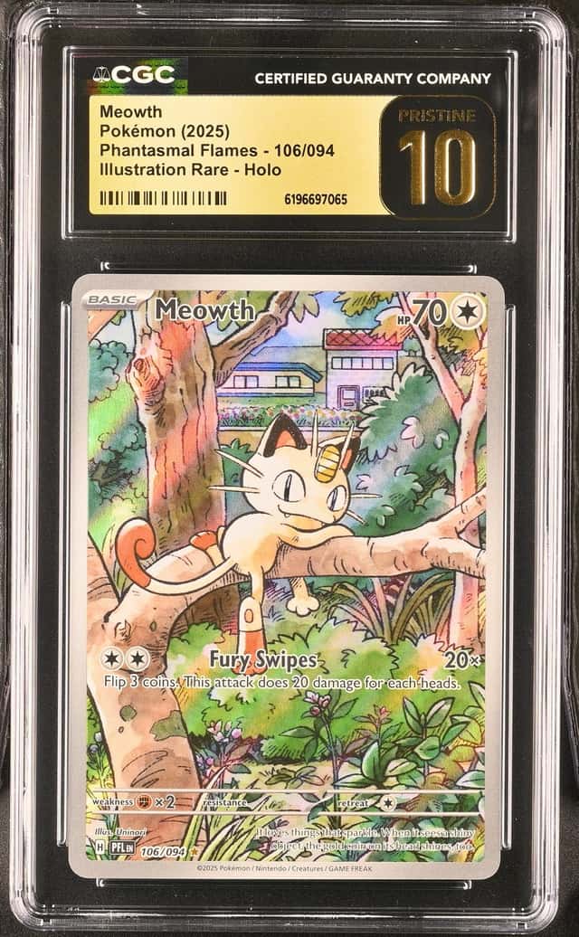 2025 Pokemon Mega Evolution Phantasmal Flames IR Meowth #106 CGC 10 PRISTINE