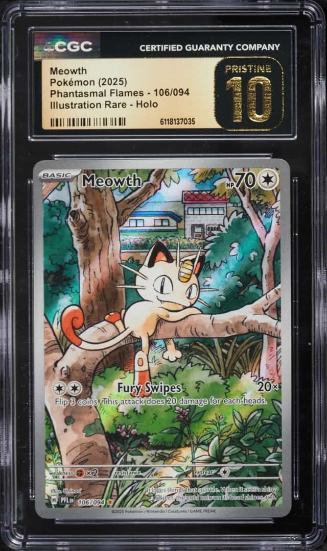 2025 Pokemon Mega Evolution Phantasmal Flames IR Meowth #106 CGC 10 PRISTINE