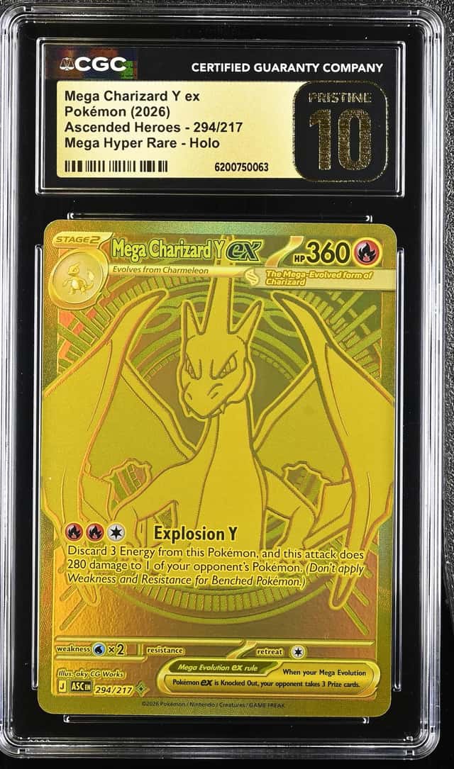 2026 Pokemon Mega Ascended Heroes Gold Rare Mega Charizard Y Ex #294 CGC 10 PRISTINE