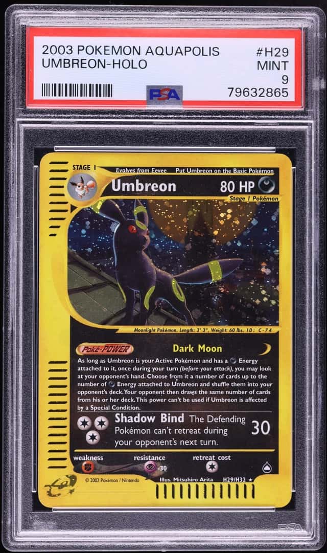 2003 Pokemon Aquapolis Holo Umbreon #H29 PSA 9 MINT