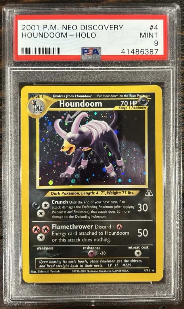2001 HOUNDOOM HOLO NEO DISCOVERY PSA 9 MINT #4/75 POKÉMON TCG WOTC