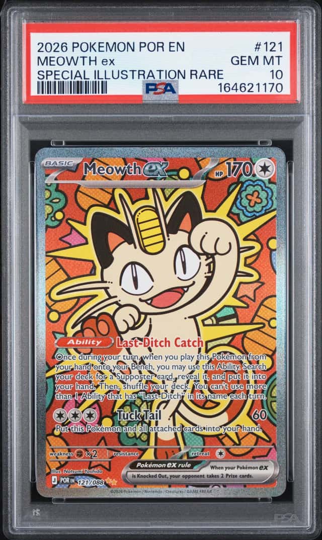 2026 Pokémon MEOWTH EX Perfect Order SPECIAL ILLUSTRATION RARE SIR 121/088 PSA10