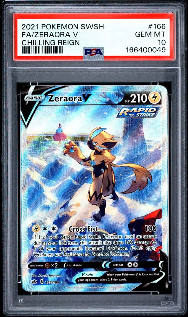 2021 POKEMON SWORD & SHIELD CHILLING REIGN #166 FULL ART/ZERAORA V PSA 10