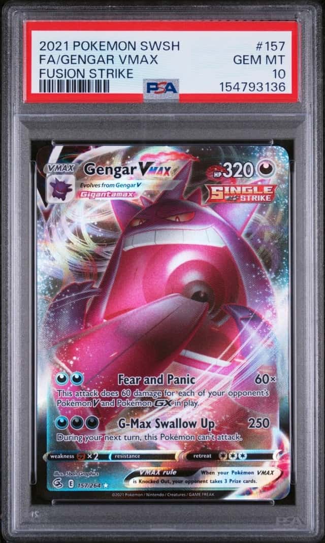 2021 POKEMON SWORD & SHIELD FUSION STRIKE #157 FULL ART/GENGAR VMAX PSA 10