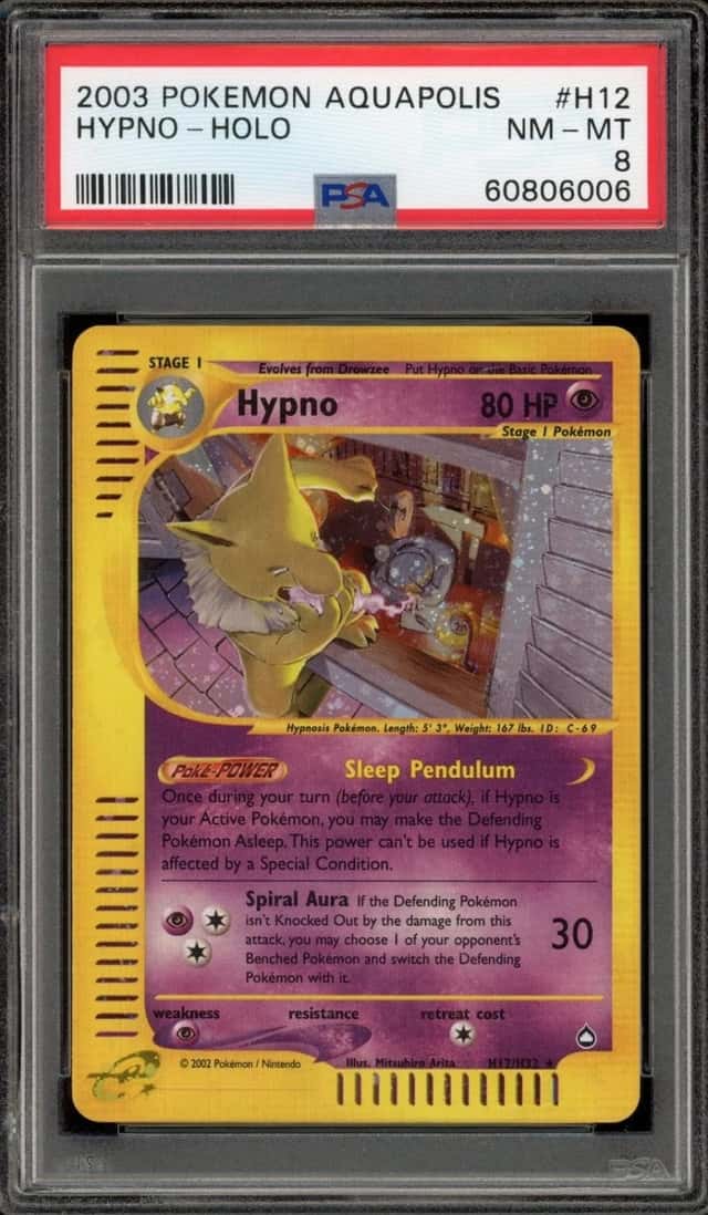 Pokemon Hypno Holo Aquapolis H12 PSA 8