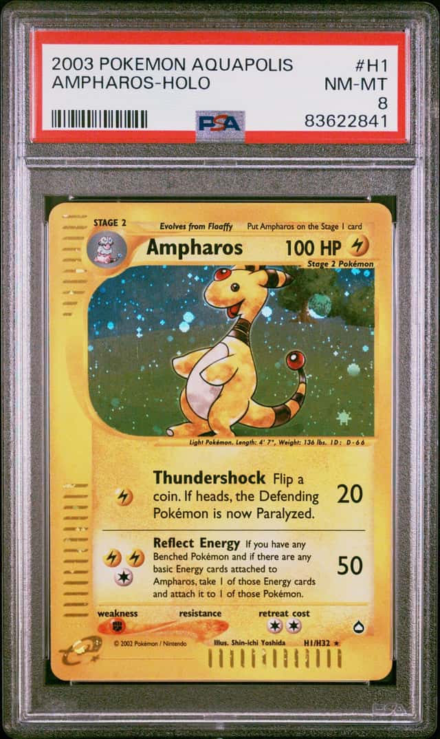 Pokemon Ampharos Holo Aquapolis H1 PSA 8