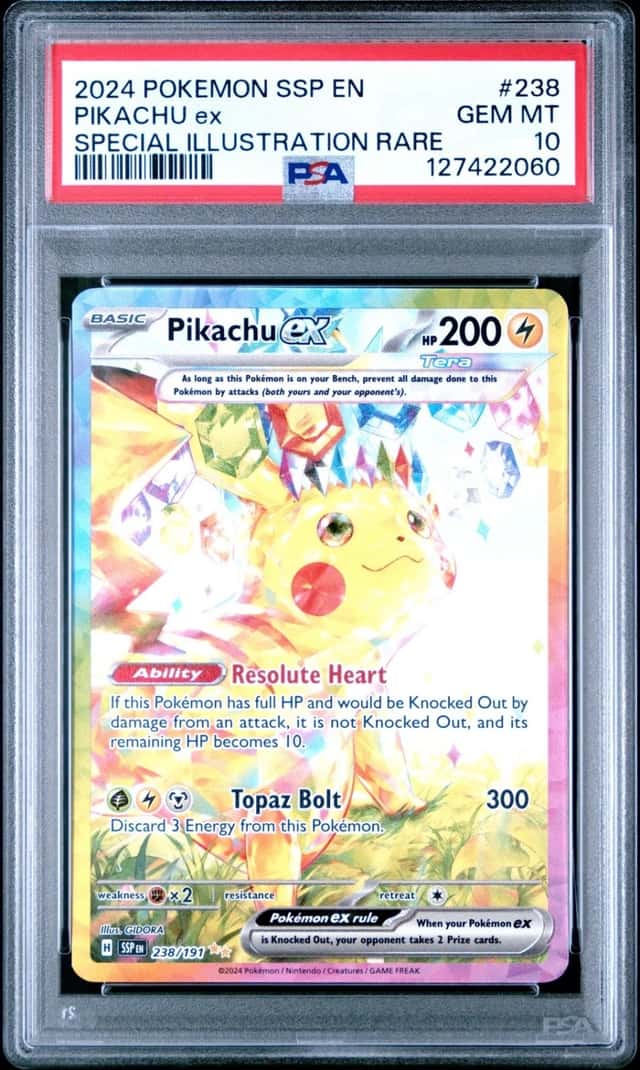 Pokemon Pikachu ex Surging Sparks 238/191 Special Illustration Rare PSA 10