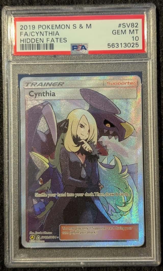 2019 POKEMON SUN & MOON HIDDEN FATES #SV82 FULL ART/CYNTHIA GEM MINT PSA 10