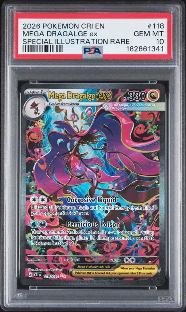 2026 POKEMON CHAOS RISING SPECIAL ILLUSTRATION RARE #118 MEGA DRAGALGE EX PSA 10