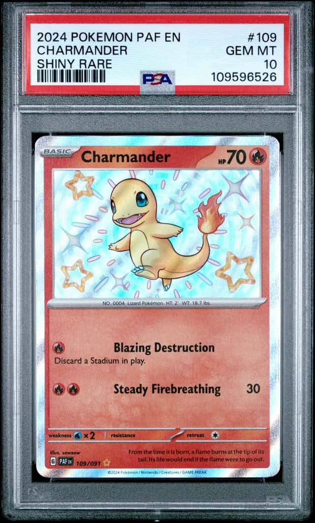 2024 POKEMON PAF EN-PALDEAN FATES SHINY RARE #109 CHARMANDER PSA 10
