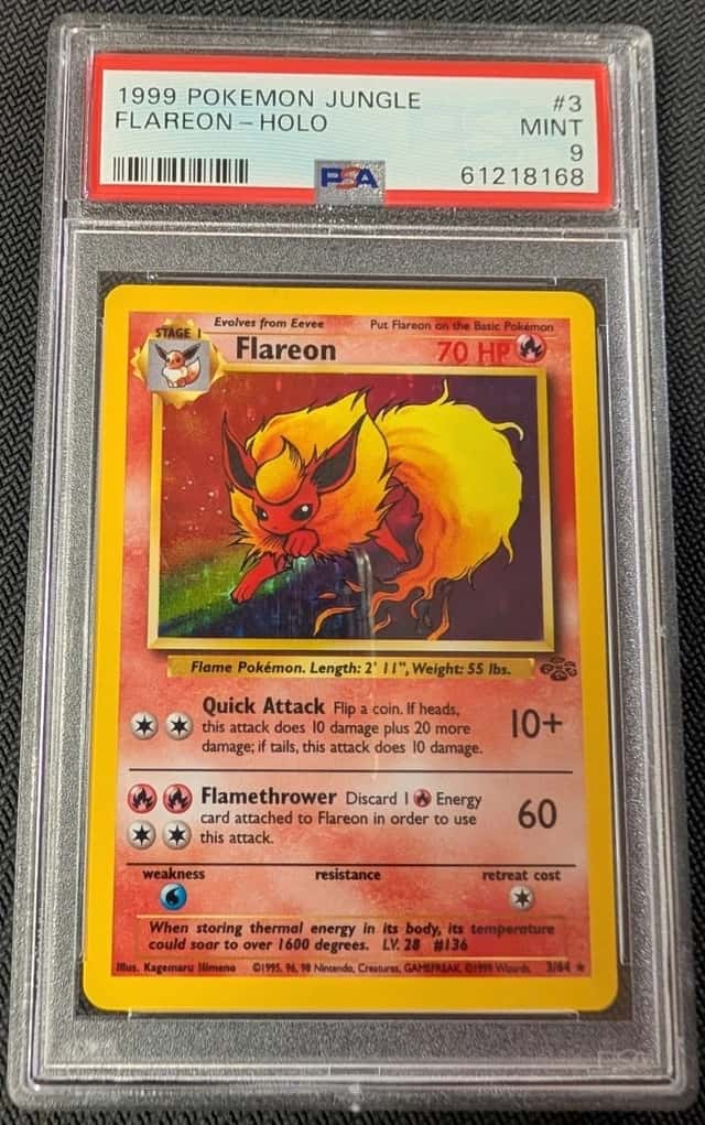 1999 Pokémon Jungle Flareon Holo PSA Graded 9 Mint # 3/64 🌟
