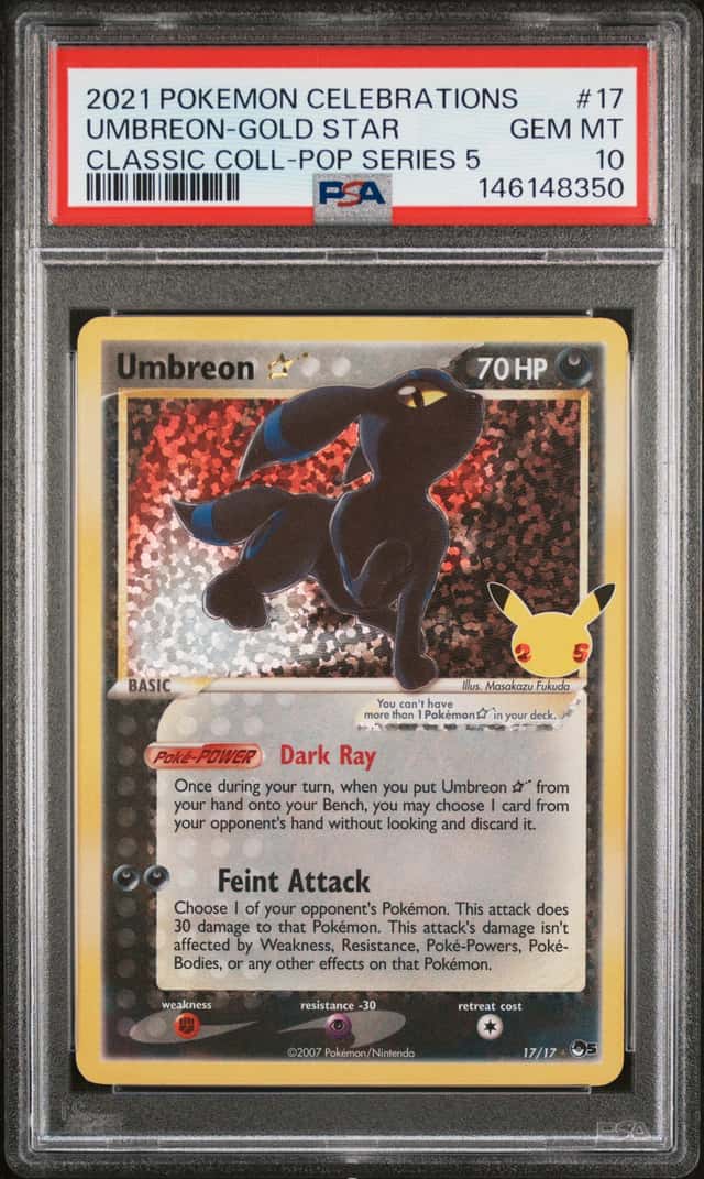 2021 POKEMON CELEBRATIONS CLASSIC COLLECTION #17 UMBREON-GOLD STAR PSA 10