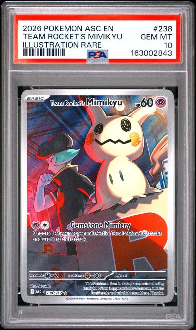 2026 POKEMON ASCENDED HEROES ILLUSTRATION RARE #238 TEAM ROCKET'S MIMIKYU PSA 10
