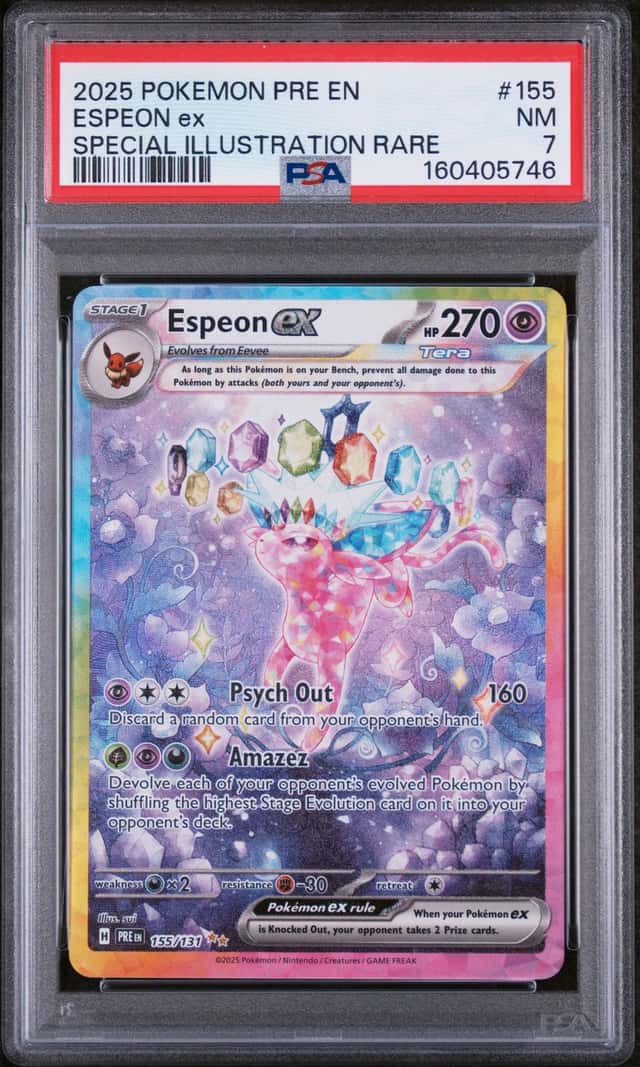 Pokémon TCG Espeon ex SIR Holo Sv Prismatic Evolutions 155/131 2025 PSA 7