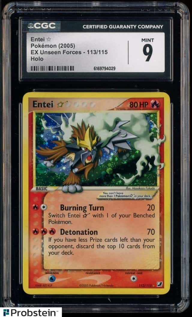 2005 Pokemon Ex Unseen Forces #113 Entei Gold Star Holo R CGC 9 MINT
