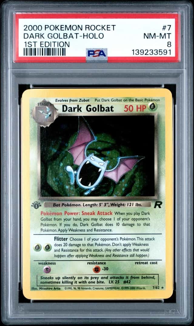 2000 POKEMON ROCKET 1ST EDITION #7 DARK GOLBAT-HOLO PSA 8