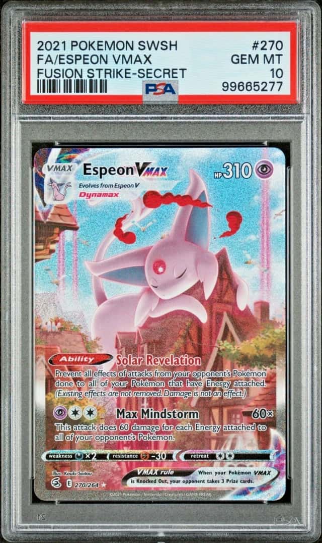 2021 POKEMON FA/ESPEON VMAX FUSION STRIKE-SECRET SWORD & SHIELD #270 PSA 10